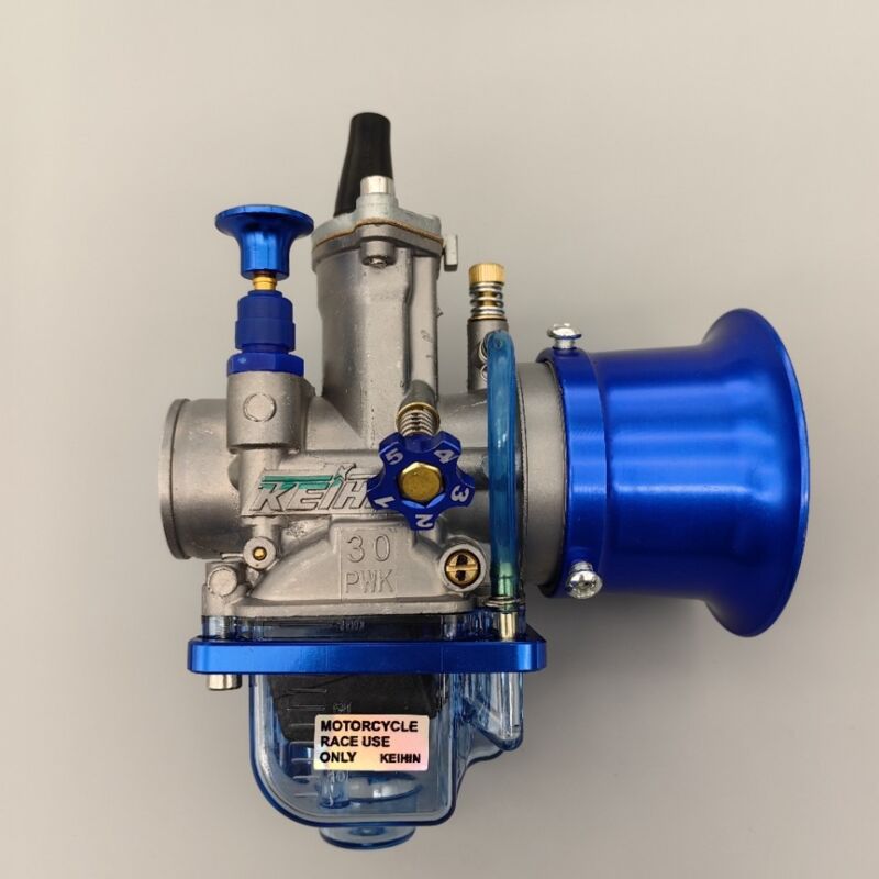 S-giant - Carburateur pour moto de course PWK28mm 30 32 34 bleu transparent avec embout - Compatible avec moto