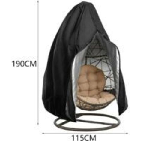 S-giant Couverture de Fauteuil Oeuf Imperméable Housse de Fauteuil Oeuf Suspendu Exterieur Jardin Couverture de Chaise Suspendue Coupe-Vent Anti-UV(Noir)