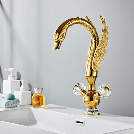 S-giant Ensemble de Robinetterie de Lavabo de Salle de Bain au Style Élégant et Opulent, Installation sur Plan Vasque, Mitigeur Mélangeur pour Lavabo avec Eau Chaude et Froide, Inspiré par l'Élégance
