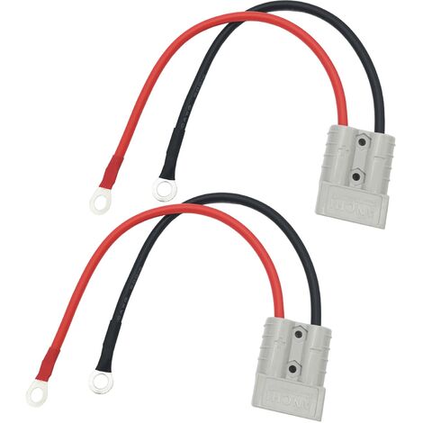 S-giant Fiche de connexion de batterie 50A 600V, fiche de chargeur de chariot élévateur, fiche de treuil de remorque avec câble de connexion de batterie 10AWG O-Ring (2pcs)(50A Fiche Avec câble électr