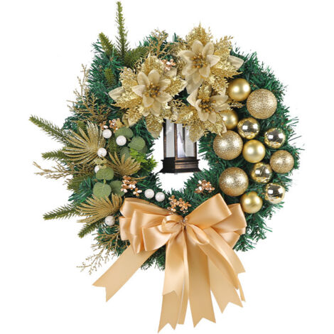 S-giant - Guirlande de Noël - Guirlande de l'Avent à Paillettes - Guirlande réutilisable pour la décoration de Noël(Boule de Noël dorée)