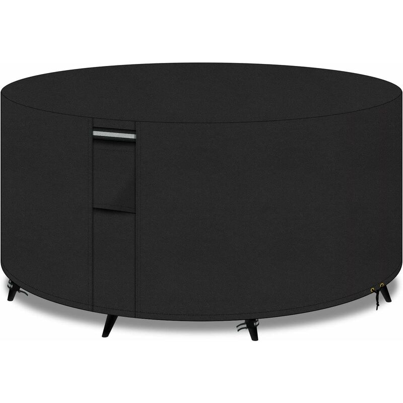 Housse de Table de Jardin Ronde avec aérations, Tissu Oxford 600D, imperméable, Coupe-Vent, Anti-UV,Noir, LxlxH:71x71x40CM - S-giant
