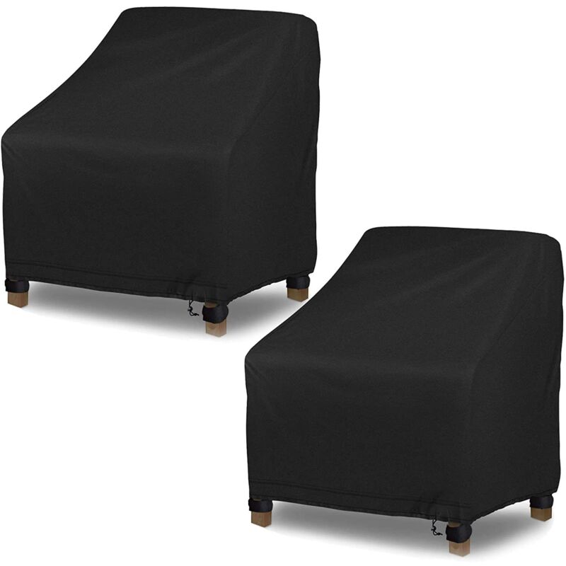Housses de chaises pour meubles d'extérieur - Housses de chaises de balcon et de patio imperméables à l'eau et à la poussière 2 pièces(Noir