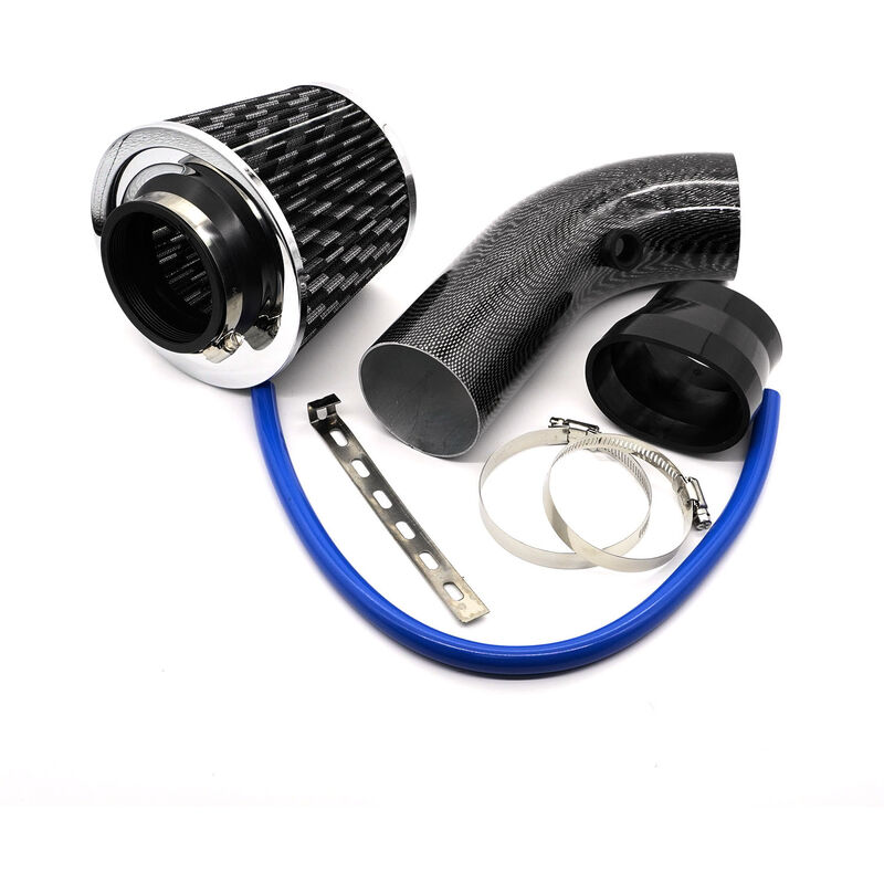 Kit Admission Direct Universel - Filtre a Air Sport Voiture Filtre Froid Diamètre 76mm Système D'admission D'air en Fibre de avec Tuyau(Grain tout