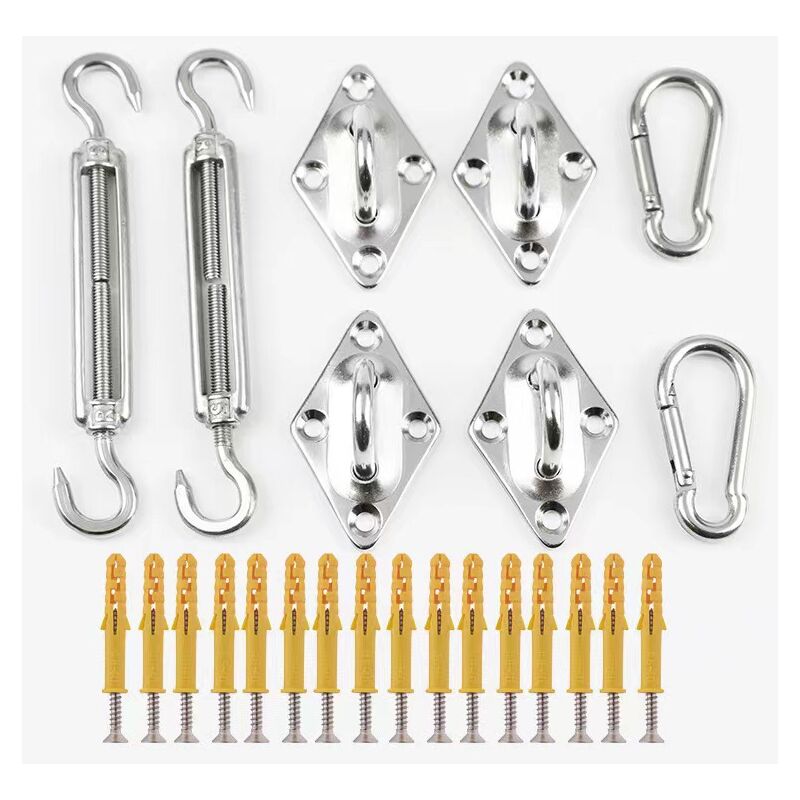 Kit de matériel pour voiles d'ombrage - Kit d'installation de Pare-Soleil en Acier Inoxydable 304-Convient pour les voiles d'ombrage de forme