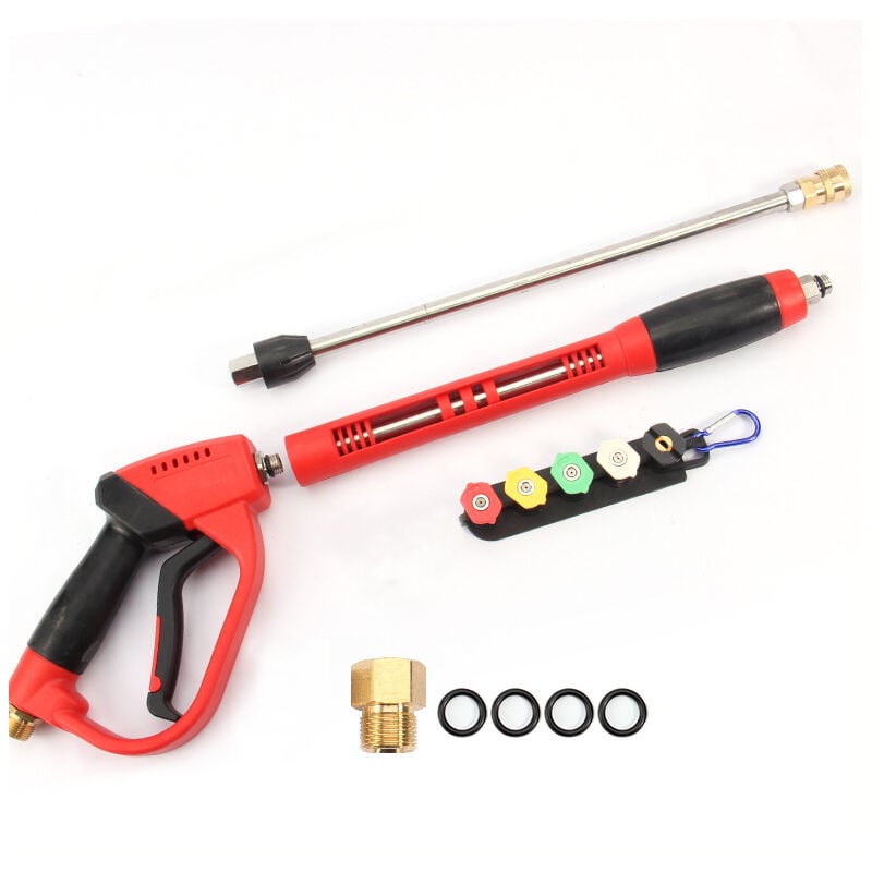 S-giant - Long pistolet de nettoyeur haute pression 5000 psi, avec extension de baguette de rechange, 5 embouts de buse, M22 14 mm et connecteur