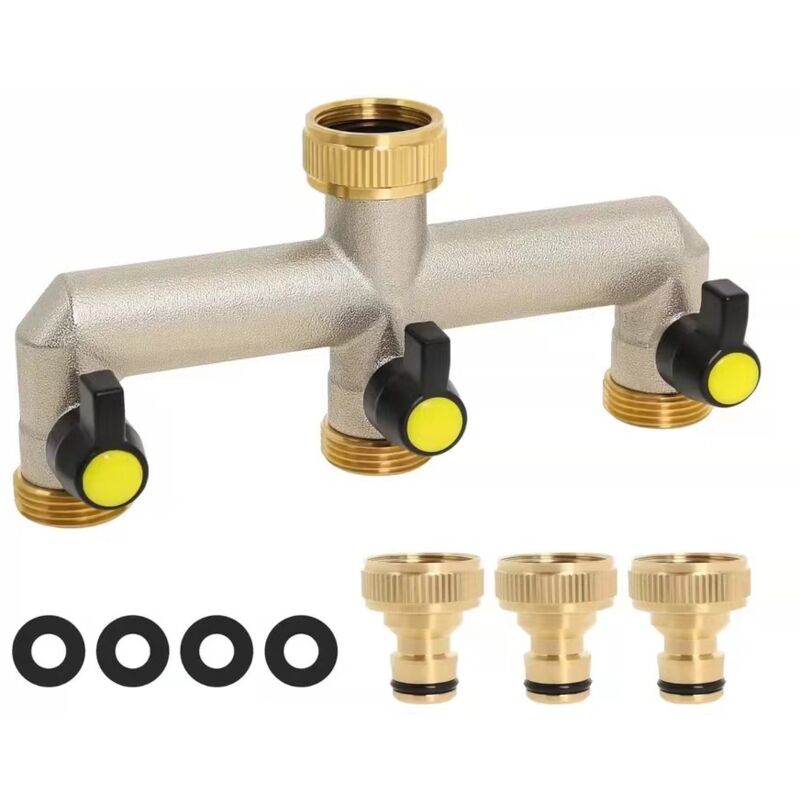 S-giant - Répartiteur 3 voies en laiton avec robinet 3/4'