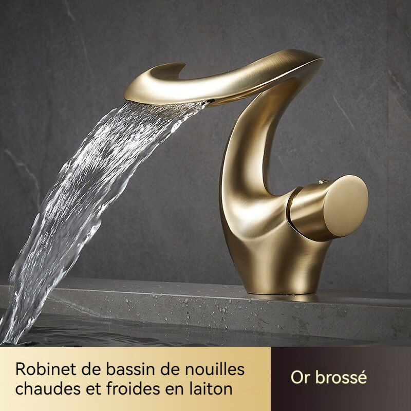 S-giant - Robinet Cascade Salle De Bain,Robinet De Lavabo Cascade,Cascade Mitigeur Salle Bain Avec Valve En Céramique Monocommande Chaude Et Froide