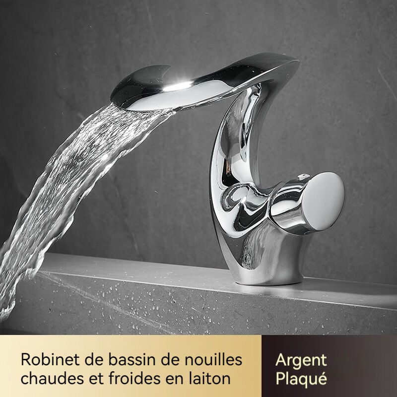 S-giant - Robinet Cascade Salle De Bain,Robinet De Lavabo Cascade,Cascade Mitigeur Salle Bain Avec Valve En Céramique Monocommande Chaude Et Froide