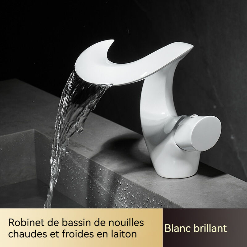 S-giant - Robinet Cascade Salle De Bain,Robinet De Lavabo Cascade,Cascade Mitigeur Salle Bain Avec Valve En Céramique Monocommande Chaude Et Froide
