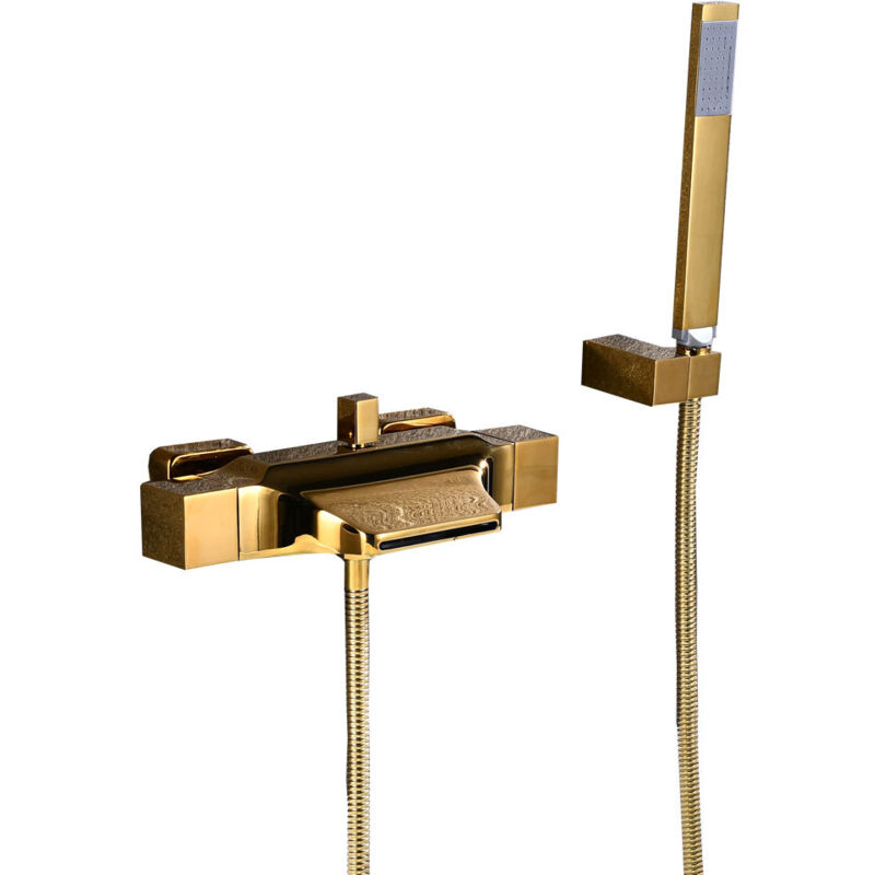 Robinet de baignoire mural à effet cascade, mélangeur pour baignoire avec douche à main, robinet mural avec tête de douche cascade, chaud & froid