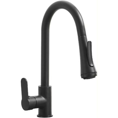 S-giant Robinet De Cuisine Avec Douchette Mitigeur Évier Rotatif à 360° Avec 4 Modes De Pulvérisation Mitigeur Cuisine En Acier Inoxydable (noir)