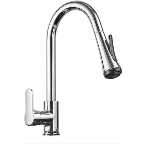 S-giant Robinet De Cuisine Avec Douchette Mitigeur Évier Rotatif à 360° Avec 4 Modes De Pulvérisation Mitigeur Cuisine En Acier Inoxydable (placage)