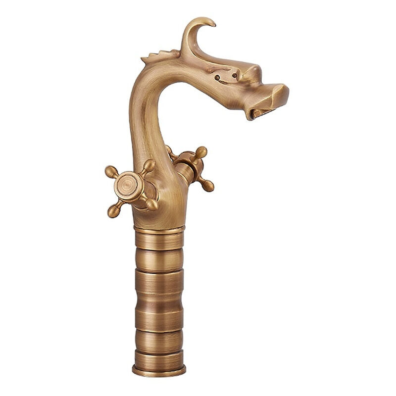 Robinetterie classique en cuivre massif, design unique en forme de dragon antique, mitigeur pour eau chaude et froide, robinet de lavabo pour salle
