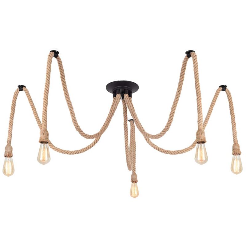 Suspension Luminaire Induistrielle Lampe Vintage Réglable Lampe Lustre,Suspensions en corde de chanvre créatif pour salon,salle de