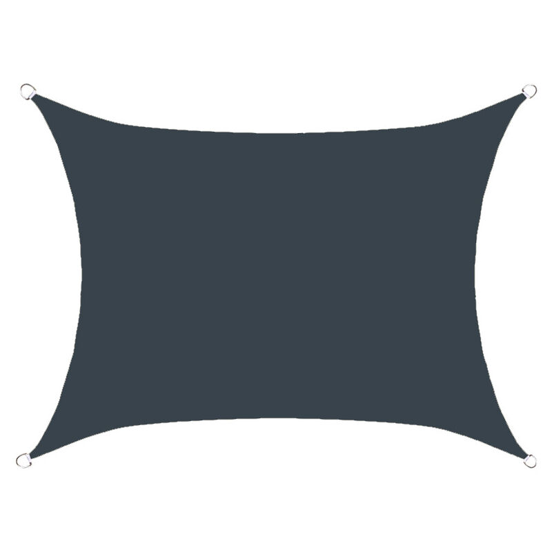 Voile d'ombrage rectangulaire imperméable, 98% uv imperméable, extérieur cour patio jardin parking(Gris foncé,3X6M) - S-giant