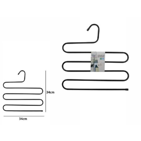S-hanger Noir Pantalon écharpes Cravates Multiples 5 Couches Gain De Place 62438