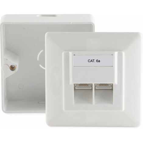 S-IMPULS CAT.6a Anschlussdose, 2-fach , AP/UP, reinweiß