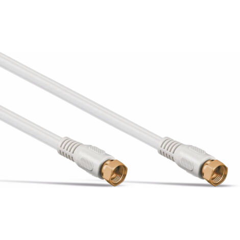 S-IMPULS SAT-Antennenanschlusskabel, 2x F-Stecker, weiß, 10m, 100dB, vergoldet