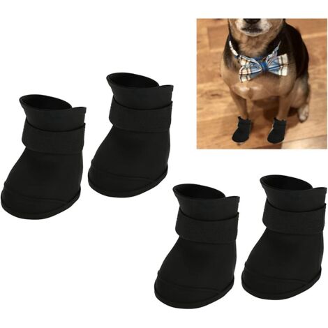 (s) Lot De 4 Bottes En Silicone Pour Chiots (noires), Chaussures Impermables Pour Animaux, Chaussures De Pluie Antidrapantes Pour Chiens, Protge-p