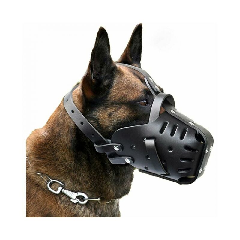 M Muselières pour Animaux de Compagnie,Cuir Fait à,Chiens Taille Moyenne et Grande,Berger Allemand Doberman,Masques Anti-Morsure Le Dressage
