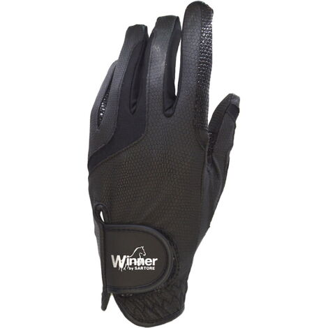 S, Nero: Gants en similicuir avec insert en silicone extra-grip et écran tactile