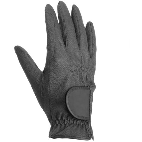 S, Noir: Gants d'équitation en cuir synthétique et matériel technique avec micro doublure