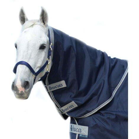S = Pony, Tartan e Blu Navy: Copricollo da box modello Bucas Combi Neck imbottitura 150g