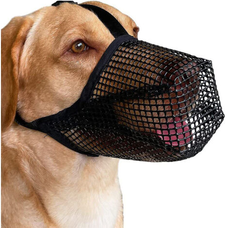 (S, Schwarz) 1 Stück atmungsaktiver Hundemaulkorb für kleine, mittelgroße und große Hunde, um Hunde vom Fressen, Beißen und Kauen abzuhalten.