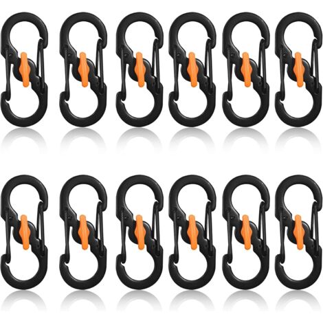 S Shape Carabiners,12 Pieces S Ring Locking Carabiner,Carabiner Hook,Mini Metal Buckle Clip,Double Spring Key Ring,S Shape Aluminum Alloy Carabiners