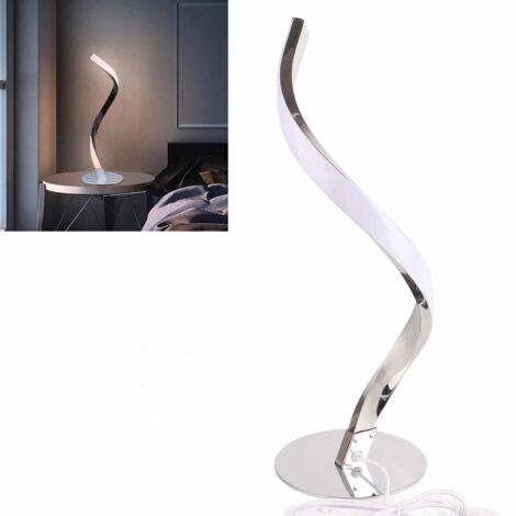 S-Shaped Lampe de Table Spirale LED Dimmable, Liseuse Lampe, pour Nuit et Lampe de Chevet EU Plug 100240V (Argent)