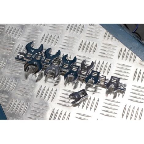 S0866 Ensemble de 10 clés plates à fourche patte d'oie 3/8" empreinte mesure