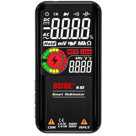 S10 Intelligent 9999 Compte Multimètre Numérique LCD AC/DC Voltmètre Ohmmètre Résistance Test Capacité Fréquence Continuité Diode Ligne NCV en direct avec Flash Light Data Hold
