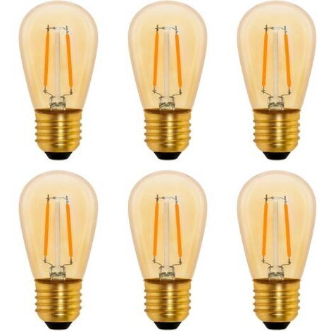 S14 Ampoule LED à Filament Vintage E27, 1W Amber Edison Remplacement 10W Incandescence, Non Dimmable, Blanc Chaud 2200K, AC 220V, Lot de 6
