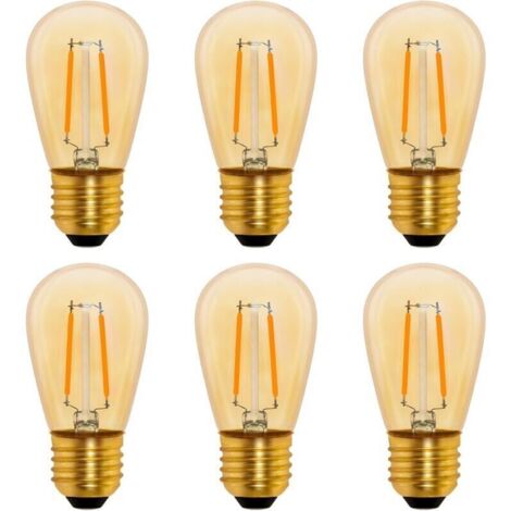 S14 Ampoule LED à Filament Vintage E27, 1W Amber Edison Remplacement 10W Incandescence, Non Dimmable, Blanc Chaud 2200K, AC 220V, Lot de 6
