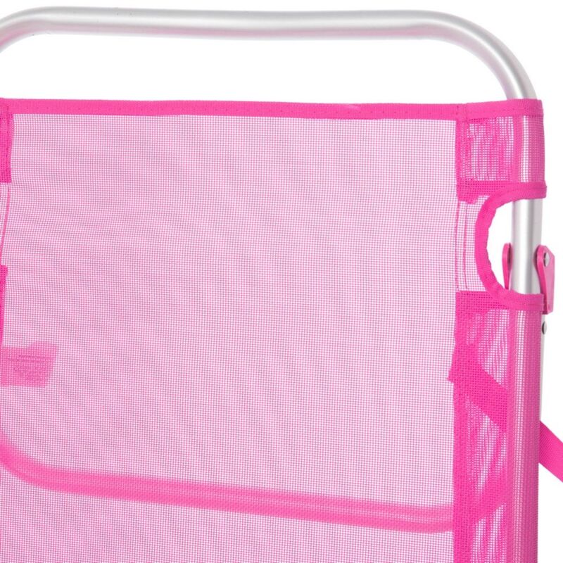 

Lolahome - Pack de 2 sillas de playa cama de 4 posiciones rosa de aluminio y textileno