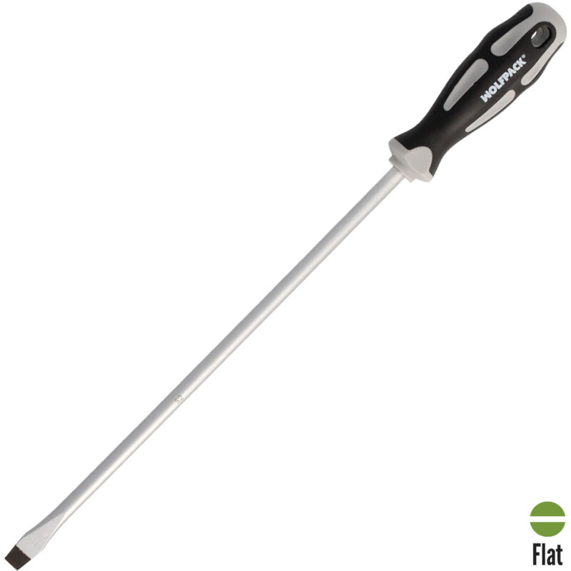 Image of Destornillador Plano Estampado Acero S2 Mango tpr Bimaterial. Medida 1,6 x ø 9,0 x 300 mm.