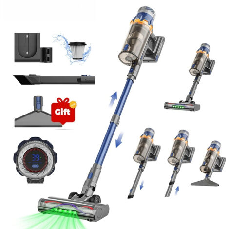 S25 aspirateur sans fil 650W 60kPa forte aspiration 70 minutes d'autonomie appareil ménager Portable batterie amovible, Bleu