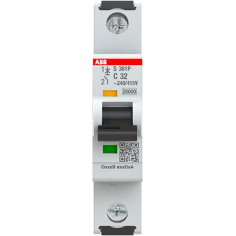 S300P-Disjoncteur 1P-32A-Courbe C-Pdc 20000A-230VAC 25kA-60VDC 25kA-1 module 2CDS381001R0324 ABB A908026