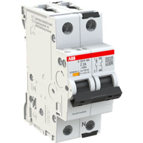 S300P-Disjoncteur 1P+NAD-2A-Courbe Z-Pdc 25000A-230VAC 100kA-60VDC 25kA-1 module 2CDS381103R0278 ABB A907951