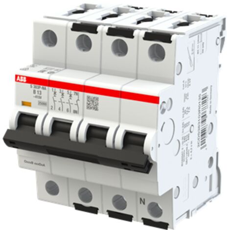 S300P-Disjoncteur 3P+NAD-13A-Courbe B-Pdc 25000A-400VAC 25KA-230VAC 50kA-3 mod. 2CDS383103R0135 ABB A907729