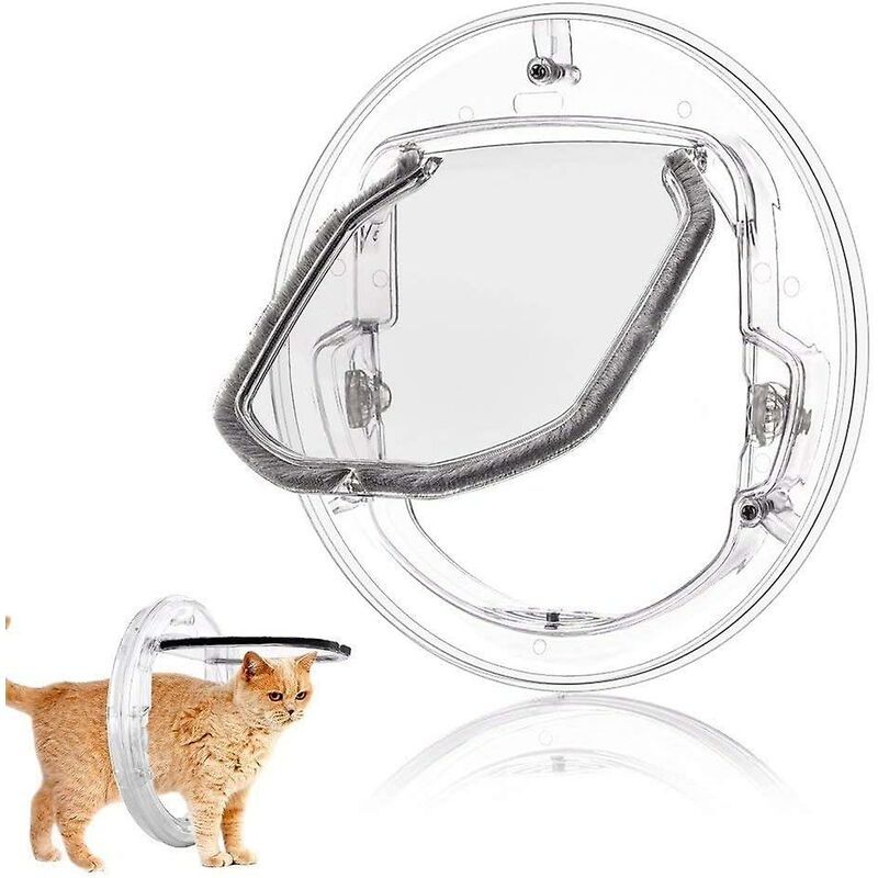 S(30303.5CM) Porte rabattable pour chat, porte coulissante en verre blanche à 4 voies pour chat, petite porte pour animaux de compagnie pour chats,