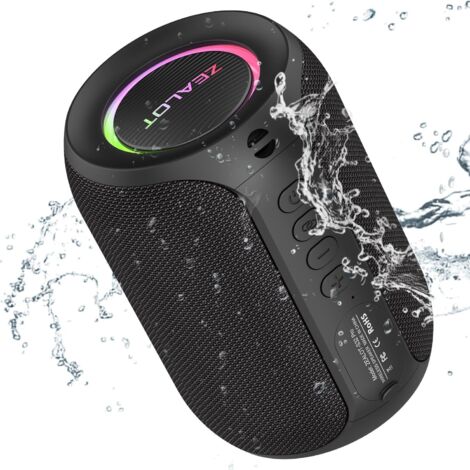 S32pro Haut-parleur Bluetooth sans fil, portable, haut-parleur d'extérieur avec son stéréo puissant de 15 W, double appariement sans fil, USB/TF/AUX, pour la maison, les fêtes, la plage, noir