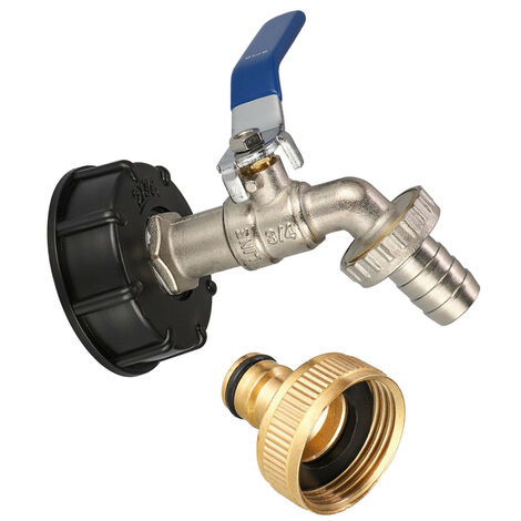 S60x6 Connexion de réservoir - IBC Collecteur d'eau de pluie Robinet 3/4" Adaptateur de réservoir Robinet de vidange Adaptateur de réservoir pour adaptateur de réservoir