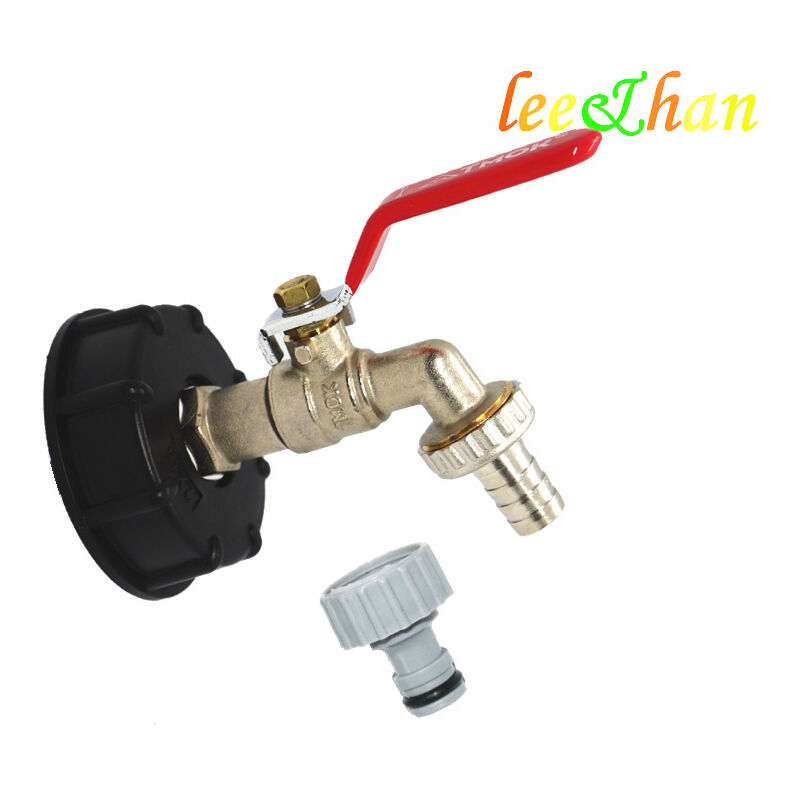S60X6 IBC drain tank adapter for brass garden tap, 1000 liter tank connection (brass version S606 with 4-point tap nipple)