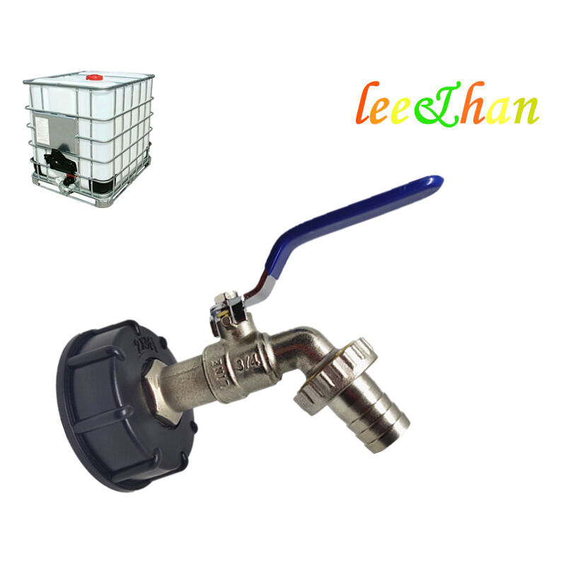 S60X6 IBC drain tank adapter for brass garden tap with hose connection, tank connection 1000 liters (model with 3/4' tap without nipple)