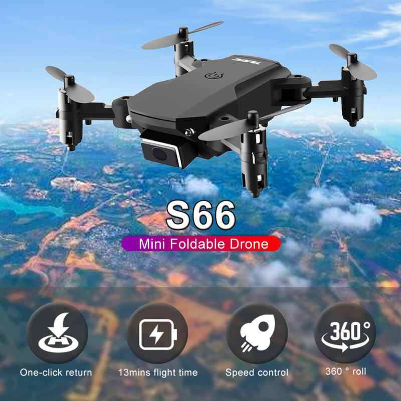 

S66 RC Drone Control remoto Mini Drone 13mins Tiempo de vuelo 3D Flip Altitude Hold Modo sin cabeza RC Quadcopter, Negro, sin caja de camara 1 bateria