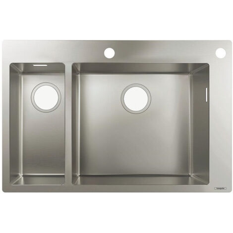 S712-F655 Évier encastré 180 x 450avec 2 trou s pour robinet acier inoxydable