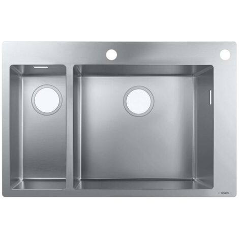 S712-F655 Fregadero empotrado 180 x 450 con 2 orificios para grifería acero inoxidable