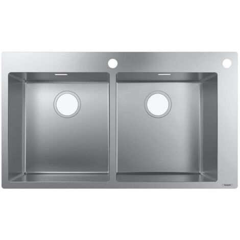 S712-F765 Lavello incasso 370 x 370 con 2 fori rubinetteria inox